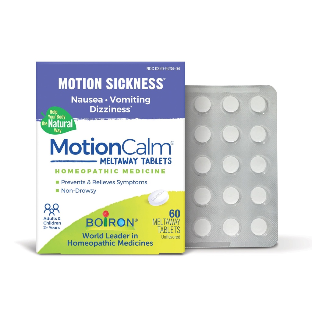 Boiron MotionCalm Relief for kvalme, opkastning, eller svimmelhed forbundet med Motion Sygdom på grund af rejser, forlystelser Rides, og videospil eller VR - ikke-Drowsy - 60 Greve