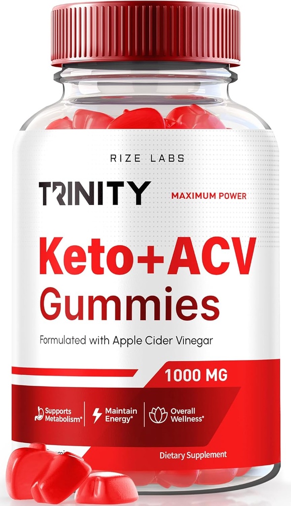 rize labs - Trinity Keto+ACV Gummies for Advanced Weight Loss, All Natural Apple Cider Vinegar Supplement, 500 mg (60 Gummies)