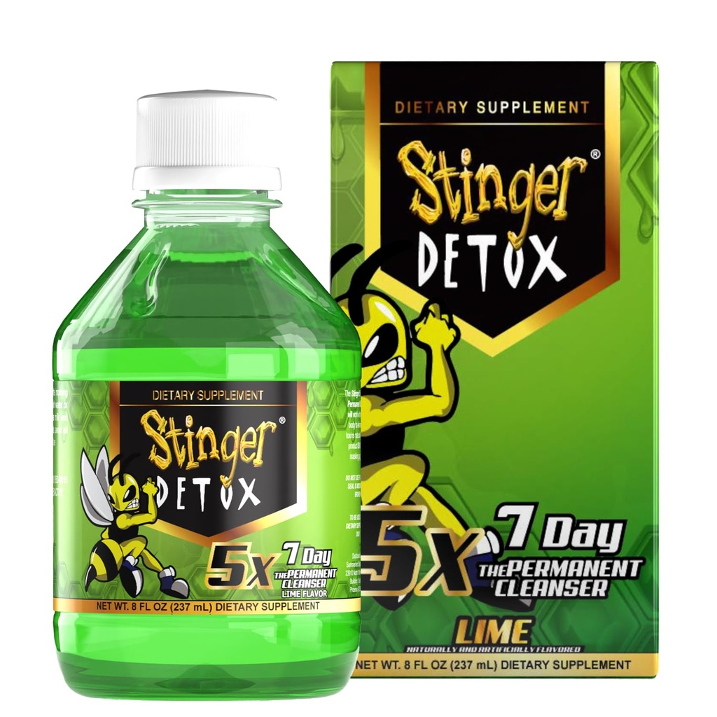 Stinger Detox 5X 7- Day Extra Strength Permanent Drink - Lime Flavor - 8 FL OZ