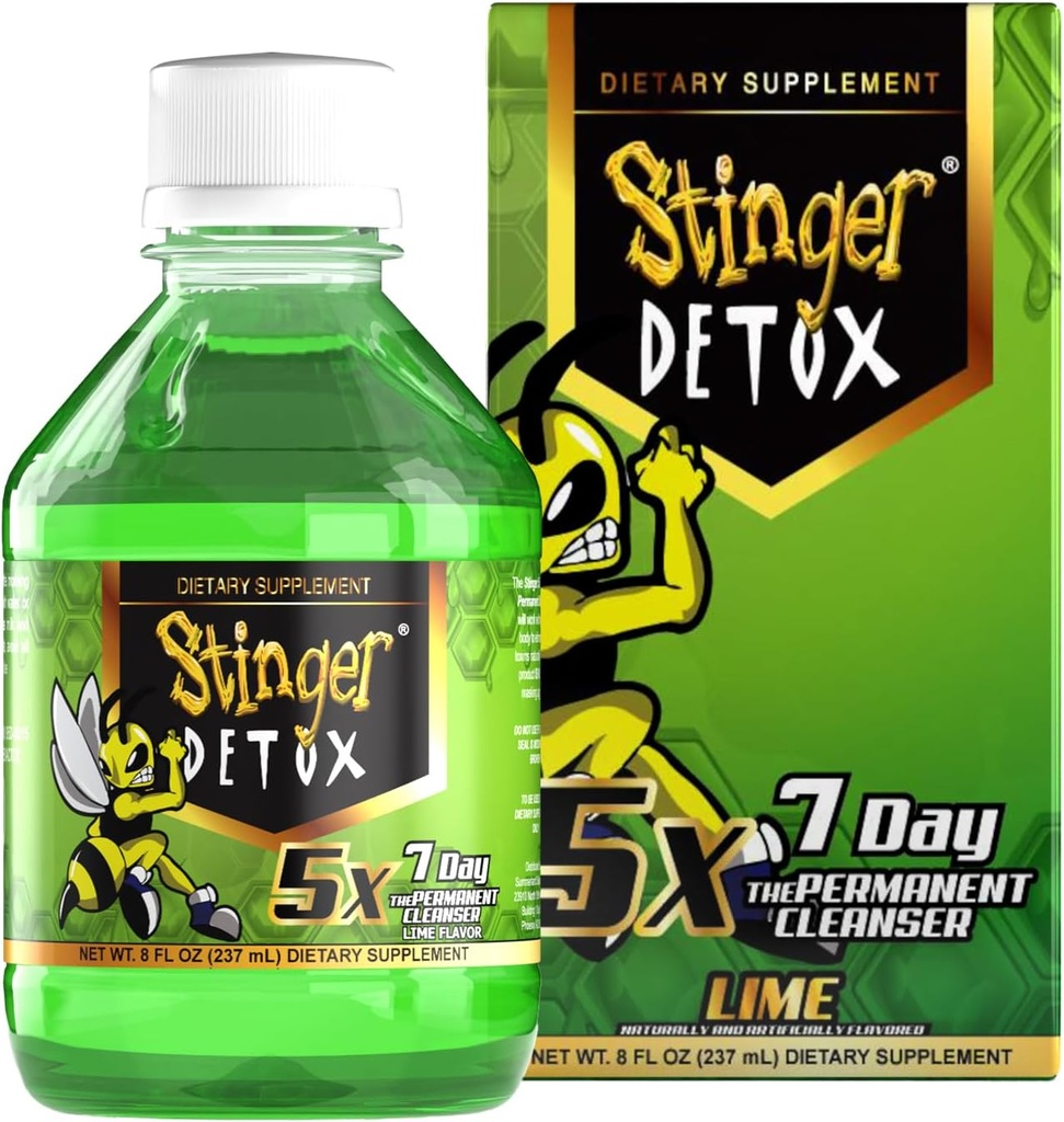 Stinger Detox 5X 7- Day Extra Strength Permanent Drink - Lime Flavor - 8 FL OZ