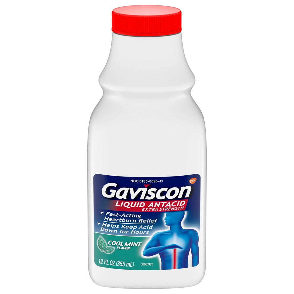 Gaviscon Extra Strength Cool Mint Flydende Antacida For Fast- Fungerende Heartburn Relief, 12 Ounces