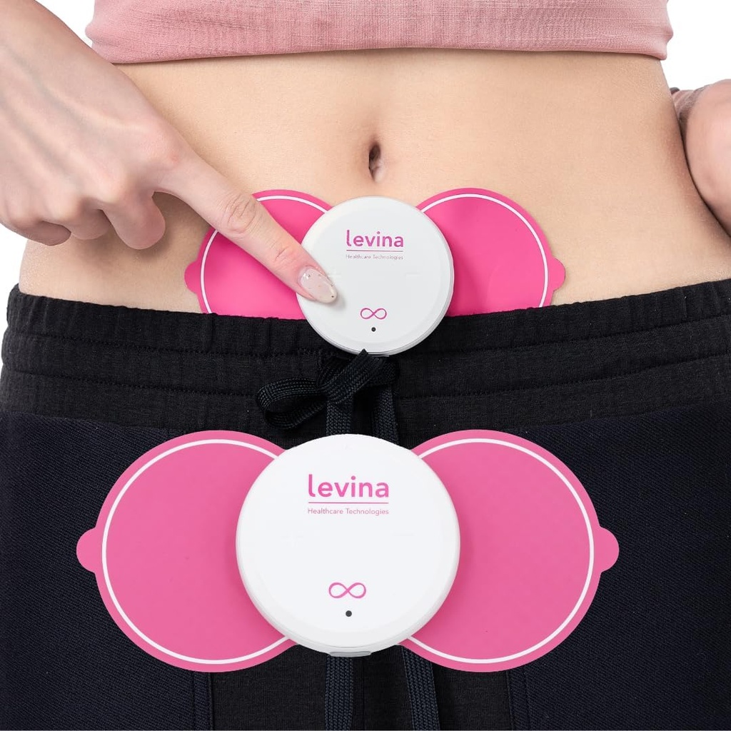 Levina menstruation Relief Device - Trådløs TENS Unit og Biokompatible Elektrode Pads, Genopladelig, Magnetisk forbindelse, Instant Cramp & PMS Relief, og Drug- Free, FSA HSA Egnet (RS-38)