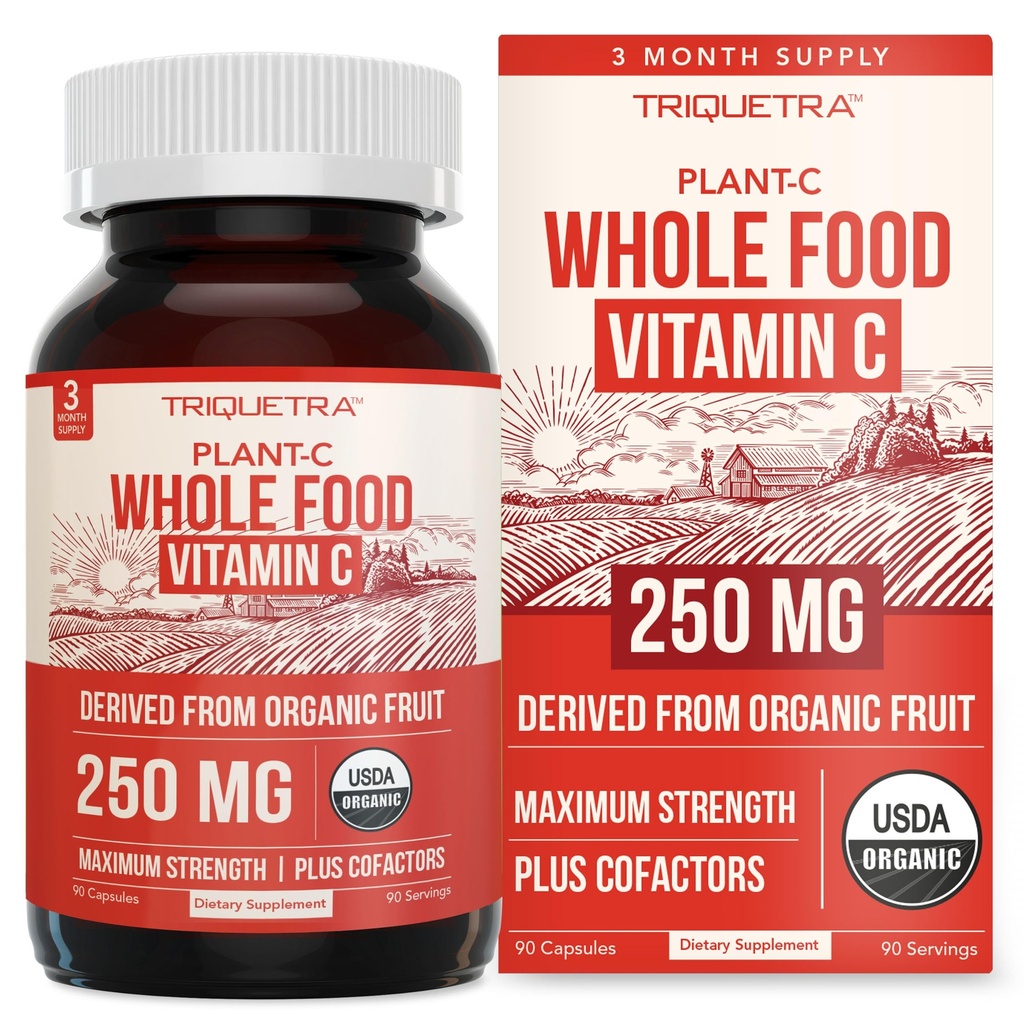 Økologisk C-vitamin 124; Hel Food Vitamin C fra frugt Plus Absorption Enhancing Cofaktors - Vegan, Forbedret biotilgængelighed - immunforsvar, Antioxidant, Total Sundhed (90 Servere)