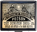 Silver Vintage Pill Box 7 Day Metal Pill Box with Mirror and 8 Compartments Cute Travel Pill Organizer for Purse (Vintage Skull Poison)