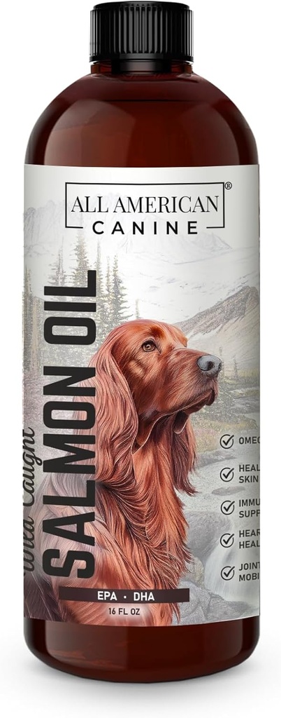 Wild fanget lakseolie Budd124; Optimal kilde Omega 3 Fish Oil Liquid Food Supplement til hunde Hud, Coat, Fælles, og immunforsvar, 16 fl oz