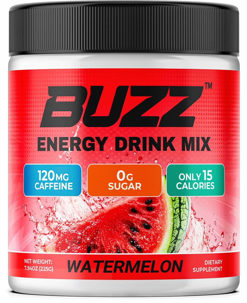 Morgen Buzz Energy Drink Powder - Energy Boost Drink Mix - Sukkerfri energi med antioxidanter - Morgen Kickstart og Sport Nutrition Endurance Produkt - 30 Servering, Vandmelon, 8 Ounces