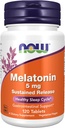 Now Foods Kosttilskud, Melatonin 5 mg, Vedvarende frigivelse, Formuleret til en 4-timers udgivelsesperiode, 120 tabletter