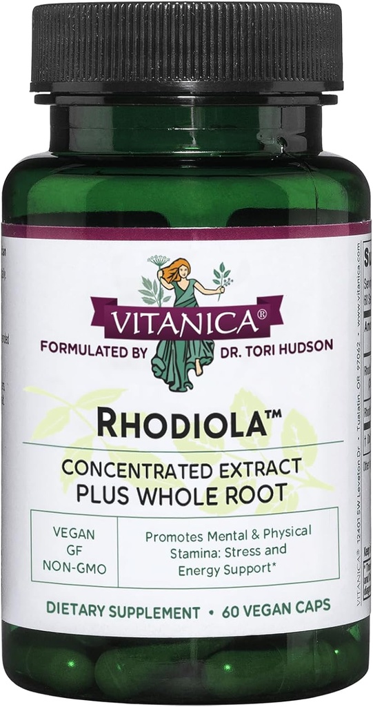 Vitanica Rhodiola Rosea Root Extract 200mg, Dr. Formuleret, 3% Rosavins & 1% Salidroside, Rhodiola Root 85mg, Vegan, 60 Kapsler