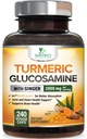 Gurkemeje Supplement 2000mg - 95% Curcuminoider med Glucosamin, Ginger & MSM, BioPerine Black Pepper til Bedste Absorption, Nature 's Vegan Joint Support, Non- GMO, Flasket i USA - 240 Kapsler