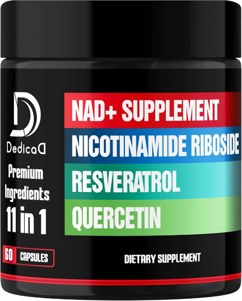 11in1 NAD tillæg med Nicotinamid Riboside, Quercetin, Resveratrol og 8 Mere - 2 Måned Supply