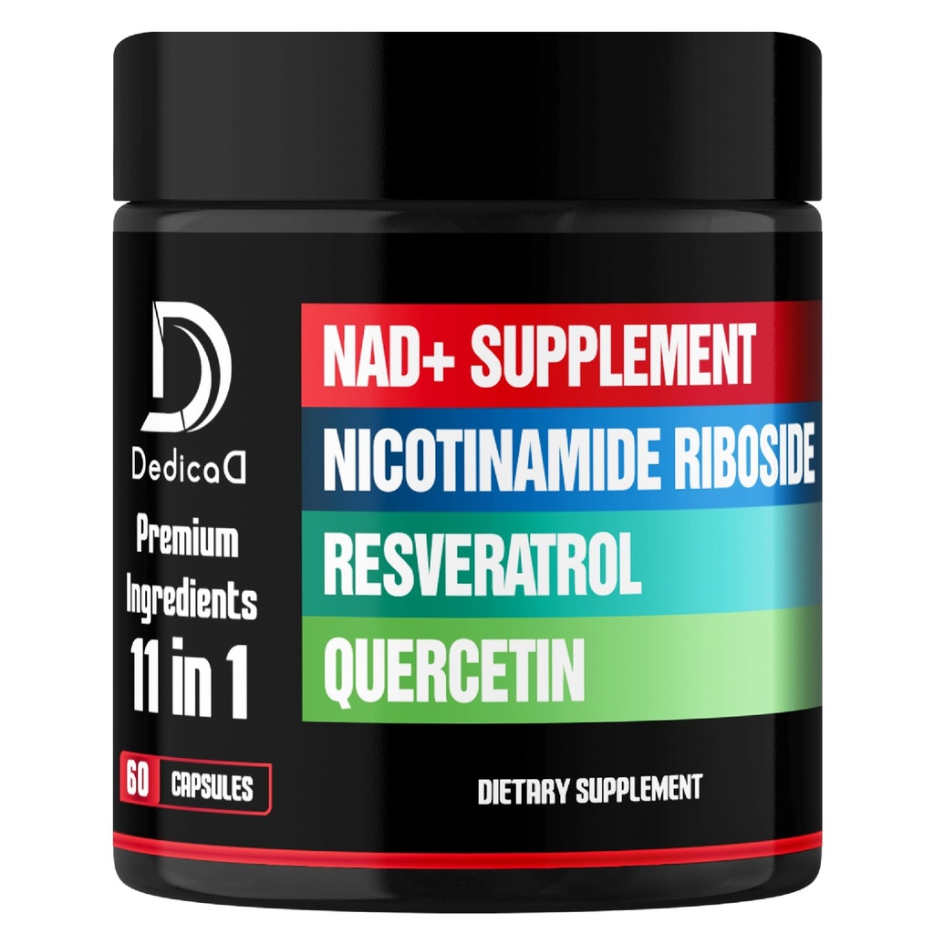11in1 NAD tillæg med Nicotinamid Riboside, Quercetin, Resveratrol og 8 Mere - 2 Måned Supply
