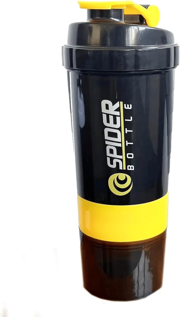 5 I 1 Protein Shaker Flaske - Professional Series Shaker Flaske til Protein Shakes og Pre Workout Gym Flaske, Med Powder Storage, Pillebakke, Blanding Ball, Shakes Cup (gul)