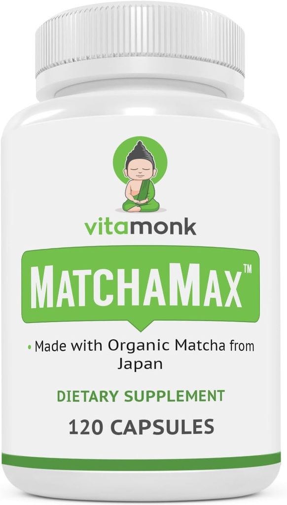 MATCHAMAX ™ Organic Japanese Matcha Kapsler - Pure Organic Matcha Green Tea Pills for Glat Zen- Like Energy and Natural Mood Boost - Vegan Matcha Supplement pakket med antioxidanter - 120ct