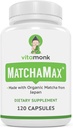 MATCHAMAX ™ Organic Japanese Matcha Kapsler - Pure Organic Matcha Green Tea Pills for Glat Zen- Like Energy and Natural Mood Boost - Vegan Matcha Supplement pakket med antioxidanter - 120ct