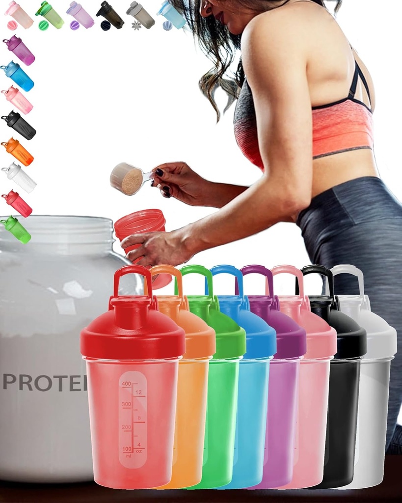 EBAT 16 Piece Set Farverige AntiDropBPAFREEleakProofProtein Flaske Value Pack w. Whisk Ball & ErgonomicDesign &, 8 Unique Color Value Pack (Se foto) for mænd / kvinder /