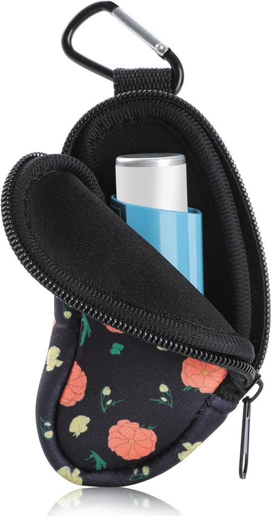 Astma Inhaler Holder Beskyt transportable pose bæreholder Neopren Travel Inhaler Mini taske til L- formet Inhaler, Inhaler Ikke inkluderet (Flower)