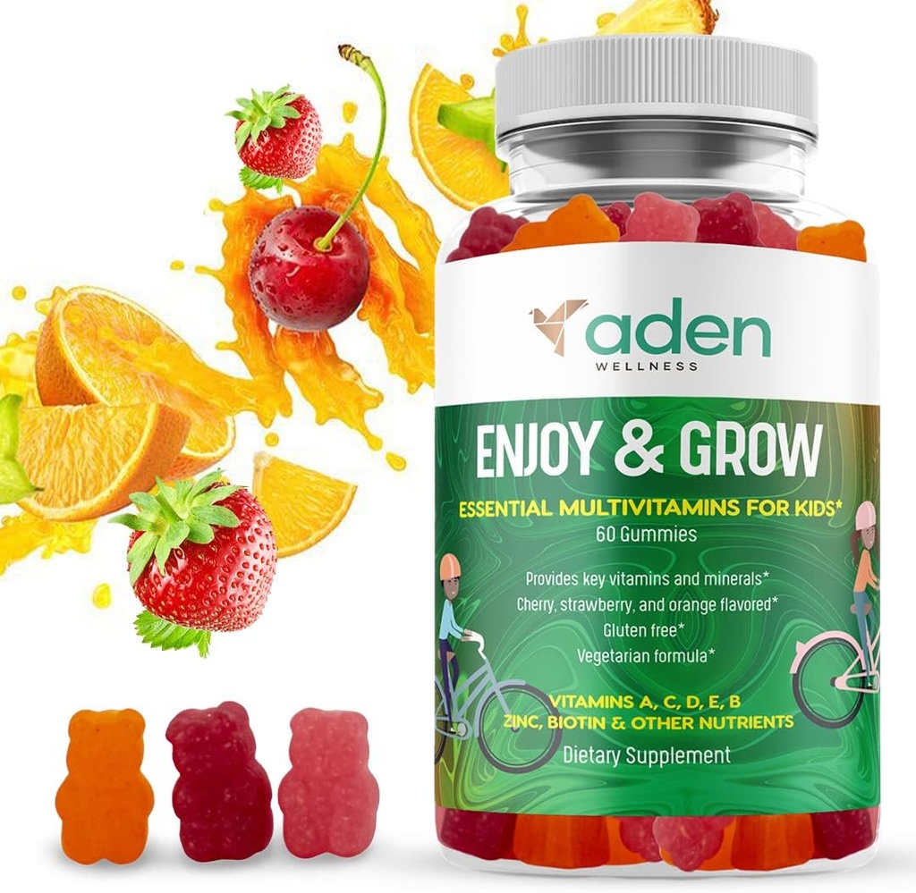 Multi B Vitamin Gummier for børn - med B- Complex B6 B12 B9 (Folate) B7 (Biotin) B5 (Pantothenic Acid), A, C, D, E, Zink, jod, Inositol - Energi, Nervesystemet, Immunitetsunderstøttelse
