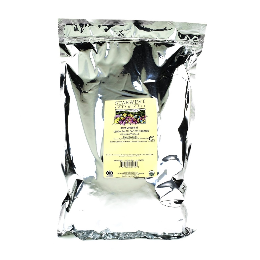 Starwest Botanicals Organic Lemon Balm Leaf C / S, 1 Pound
