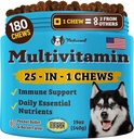 Natural Dog Company 25- in-1 Multivitamin Chews for Dogs - 180 Count Value Pack - Daily Soft Dog Vitaminer med Antioxidanter, Zink & Folsyre - Understøtter Joints, Hud & Coat, Immun & Heart Health