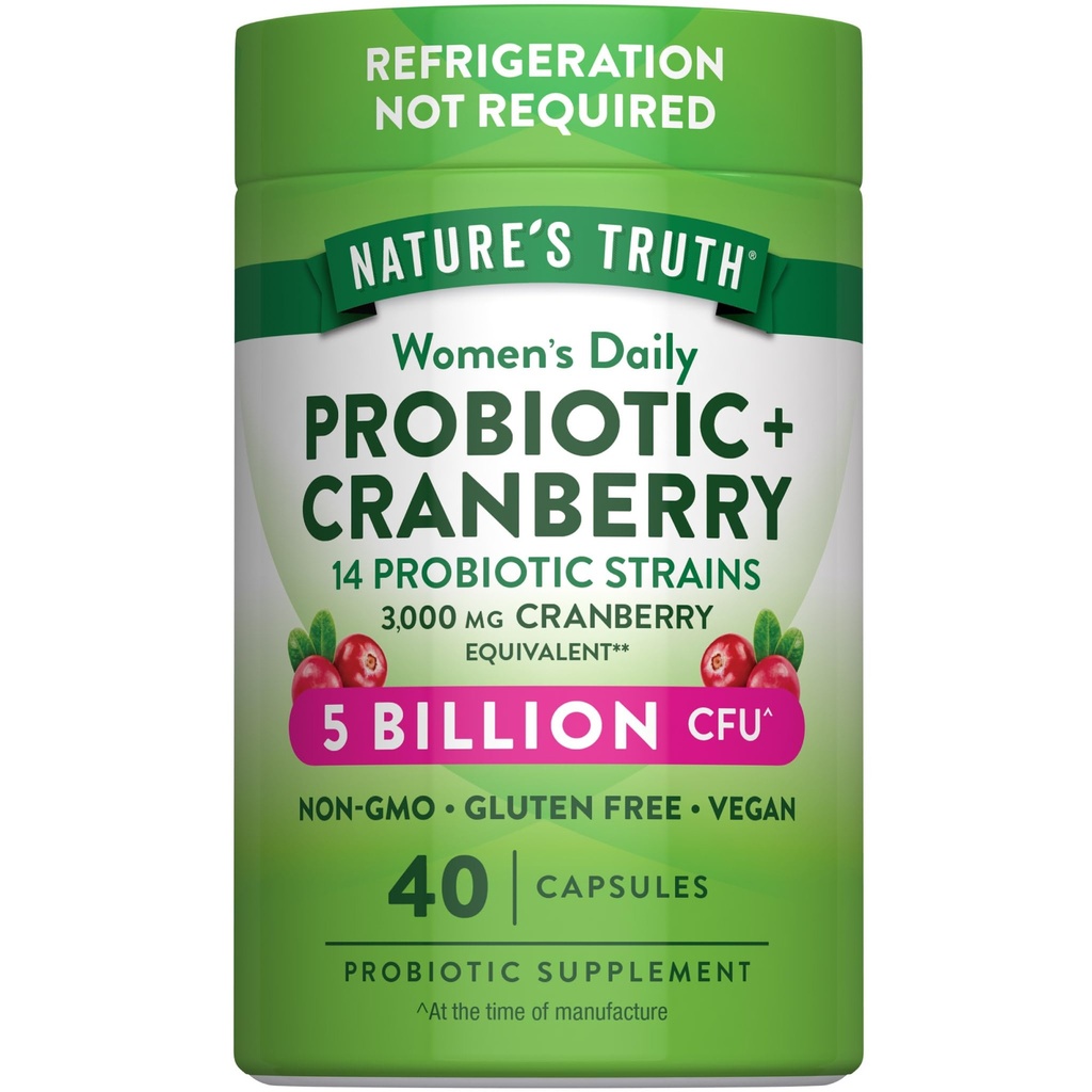 Nature 's Truth Probiotics for Women against 124; 5 Millioner CFU' er Daily Measures 124; 40 Vegetariske Kapsler 124; med Cranberry Measure 124; Non- GMO & Gluten Free Measures 124; Ingen køling påkrævet