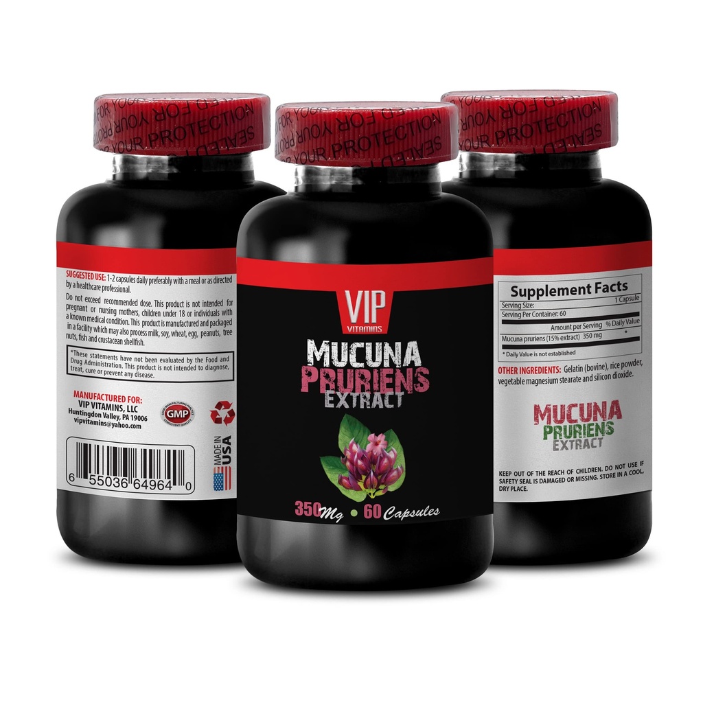 focus and memory supplements - MUCUNA PRURIENS Extract, Velvet Beans, brain support supplements for memory and focus, mucuna pruriens supplements, l-dopa supplements, mucuna extract 1 Bottle 60 Caps