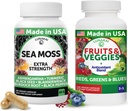 Lunakai USA Made Superfood Fruits & Veggies Supplement & Irish Sea Moss Bundle with 4 Blends, Black Seed Oil & Ashwagandha for Immune & Wellness Support