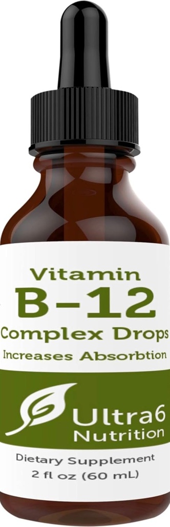 Ultra6 Nutrition Vitamin B12 Sublingual Liquid Drops - B12 Methylcobalamin supplement Great for Energy & Tirødmen - Vitamin-B Kosttilskud til kvinder og mænd - 90 dages forsyning