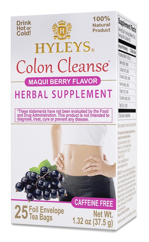 Hyleys Colon Cleanse Tea Maqui Berry Flavor - 25 Tea Tasker (1 pakke)