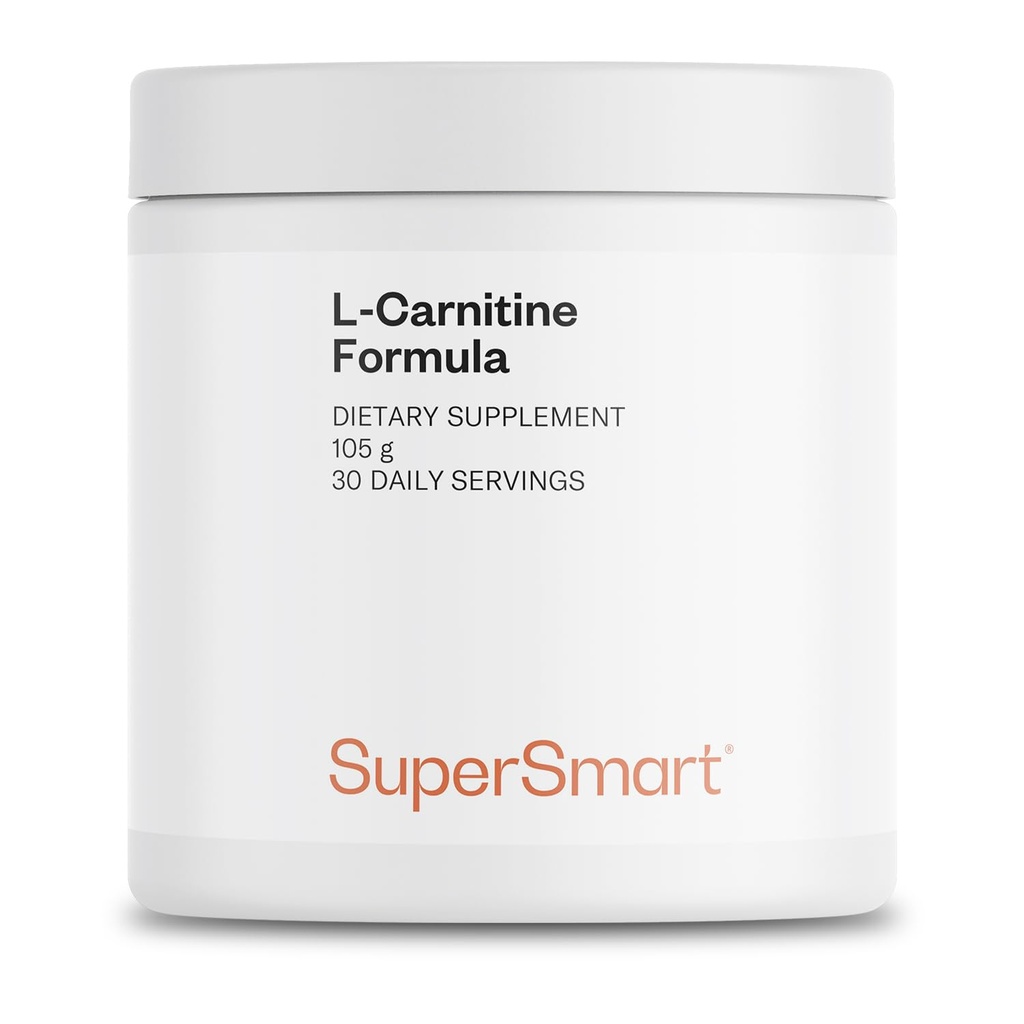 Supersmart - L- Carnitin Formel (Natural Lemon Flavor) - 2- in-1 med Acetyl L- Carnitin & L- Carnitin Tartrat Powder - Aminosyrer Kompleks Supplement: 124; Non- GMO & Gluten Free - 105 g