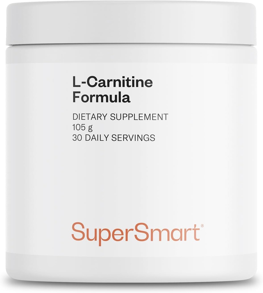 Supersmart - L- Carnitin Formel (Natural Lemon Flavor) - 2- in-1 med Acetyl L- Carnitin & L- Carnitin Tartrat Powder - Aminosyrer Kompleks Supplement: 124; Non- GMO & Gluten Free - 105 g