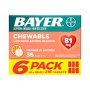 Bayer Aspirin Lavdosis 81 mg tyggetabletter, smertestillende tabletter, orange smag, 216 tabletter (6 pakninger)