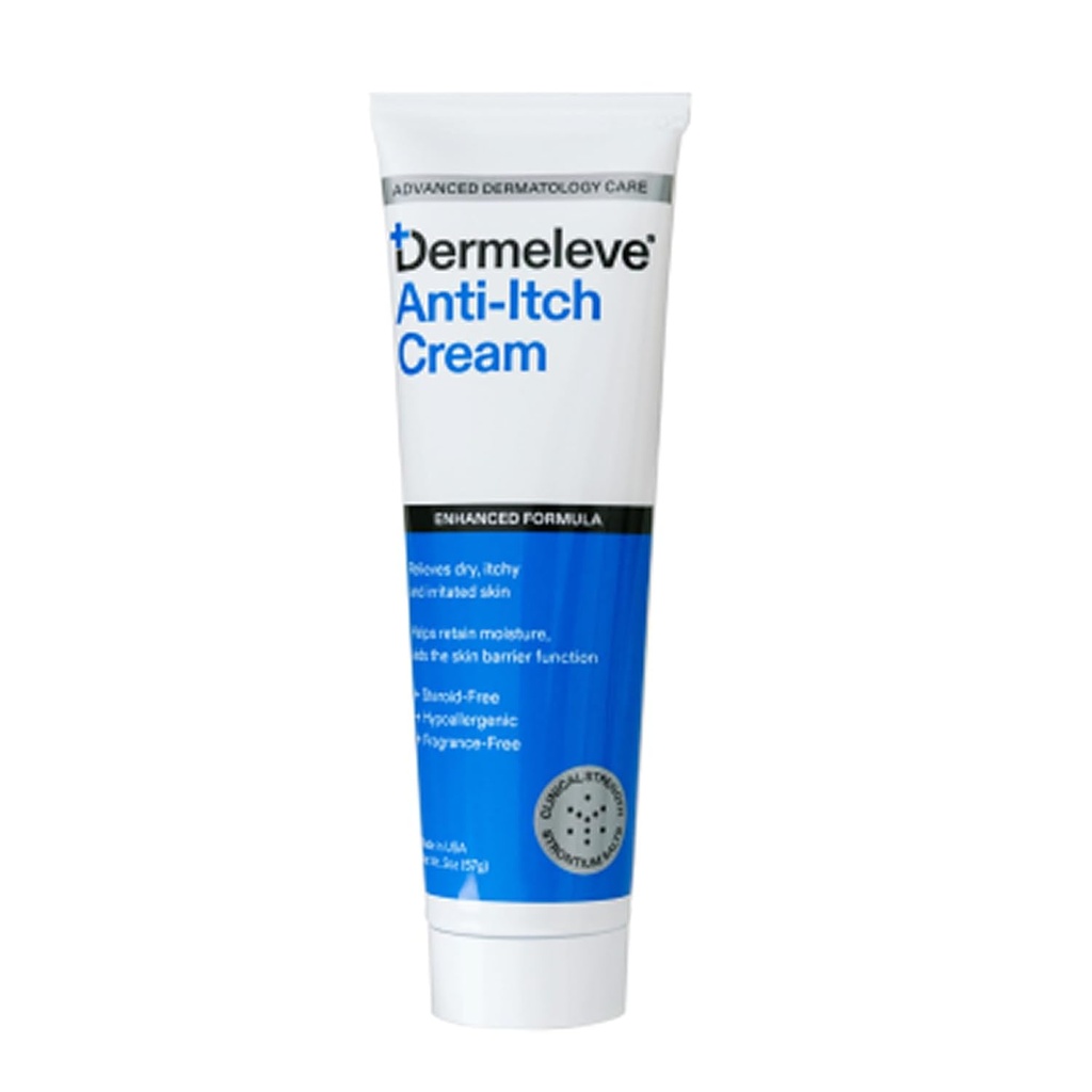 Dermeleve Steroid fri Anti- Itch Cream Remote 124; Extra Strength for Psoriasis, Seborrheic Dermatitis, Viral Udslæt, Bug Bites, Allergi, Kroniske Hives, neuropati (Nerve) Remote 124; Full Body Itch Relief Remote 124; 2 oz (1 pakke)