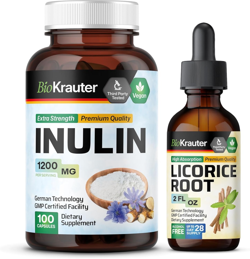 BIO KRAUTER Inulin 100 kapsler & lakrids Root tinktur 2 Fl. Oz.