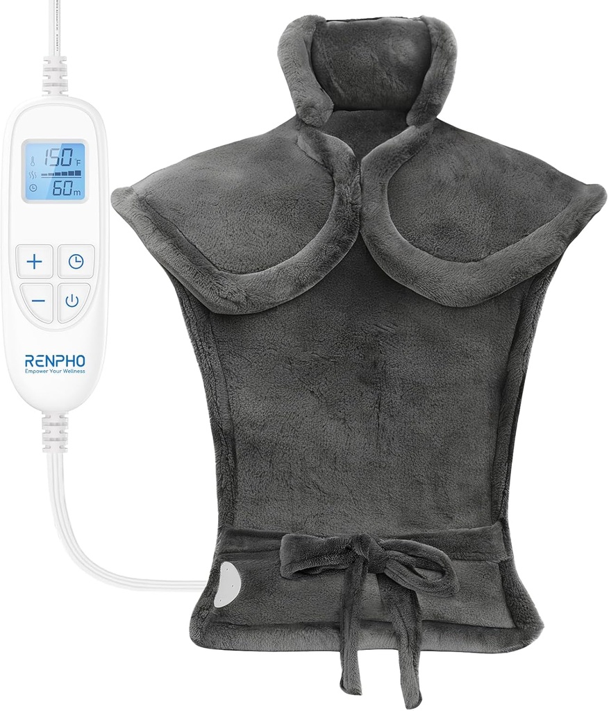 RENPHO Elektrisk opvarmning Pad for Ryg Smerte Relief, Fødselsdag Julegaver til kvinder Mænd Mor Far Ældre, FSA støtteberettigede poster Kun liste, Stor varme Pad for Hals Skuldre, 24 "x33", ETL Certified, Gray