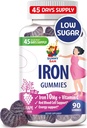 SUNNY SAM Iron Gummies for børn & voksne - Iron Vitaminer med C-vitamin, 10mg per servering - Chewable Fruit Gummy til immunforsvar Red Blood Cell Production
