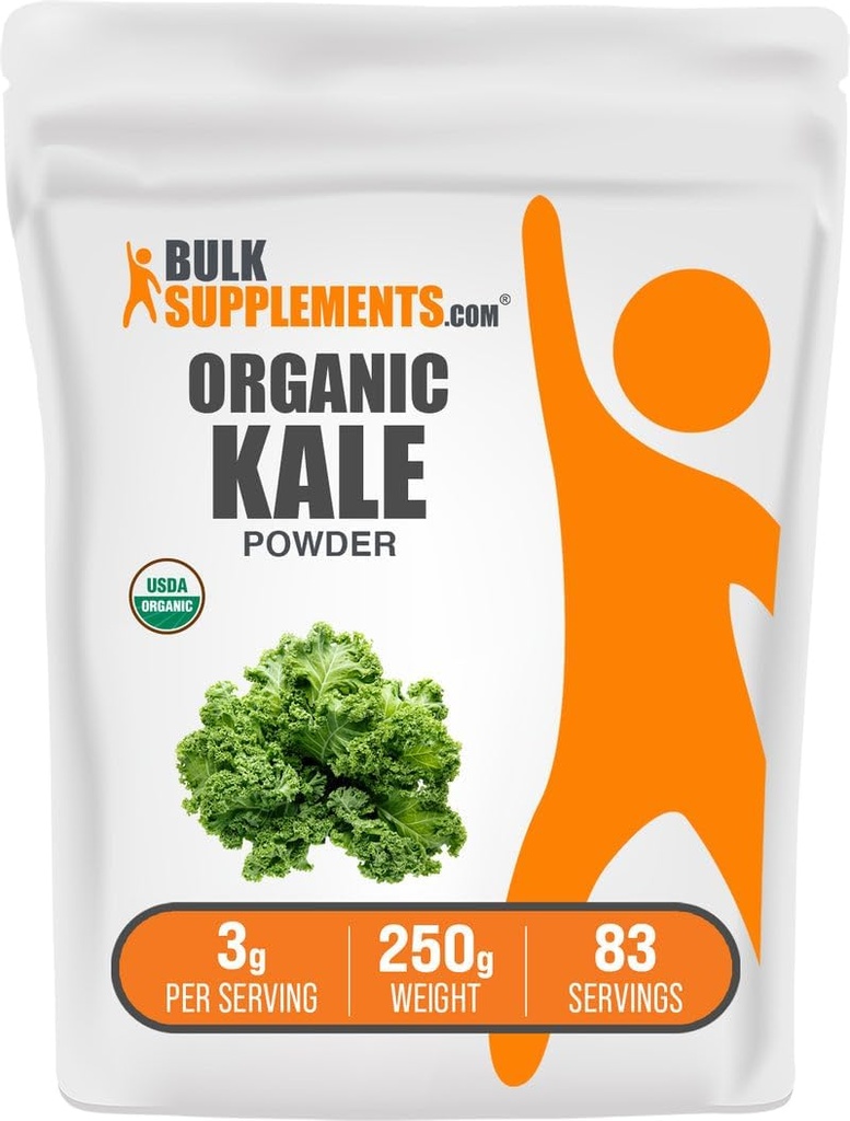 BulkSupplements.com Organic Kale Powder - Greens Powder, Superfood Supplement - Vegan & Gluten Free, 3g per Serving, 250g (8.8 oz) (Pack of 1)