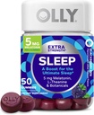 OLLY Extra Strength Sleep Gummy, 5 mg Melatonin, L- Theanine, Kamille, Lemon Balm, Sleep Aid, BlackBerry - 50 Greve
