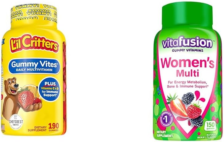 L 'il Critters Gummy Vites Daily Gummy Multivitamin til børn & Vitafusion Dame Multivitamin Gummies