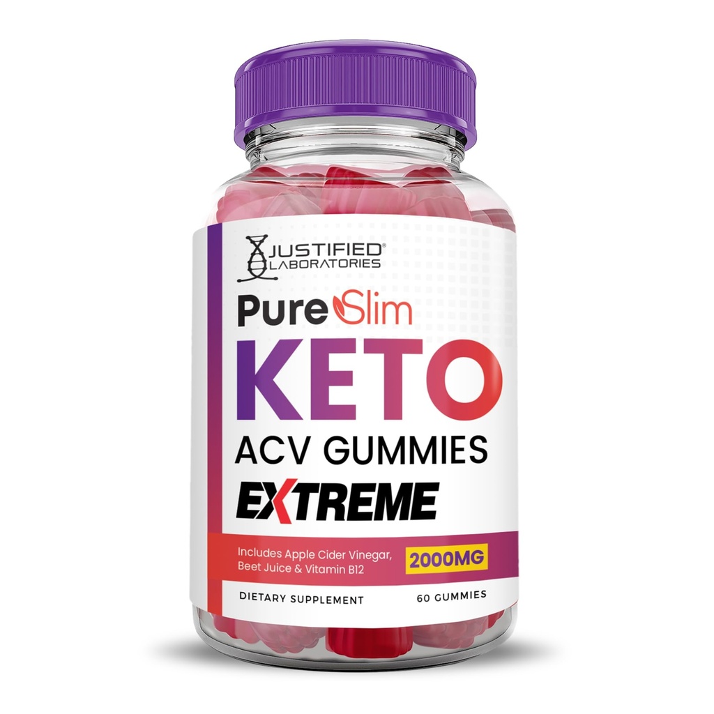 Justified Laboratories Pure Slim Keto ACV Gummies Extreme 2000MG PureSlim Keto Gummies Advanced Formel Apple Cider Vinagar med Pomegranate Beet Juice Powder B12 Vegan Non GMO 60 Gummys