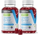 Viteey vitamin D3 Gummies for voksne & Teens - 10.000 IE, 250mcg, Maksimal styrke - Sukker fri, Knogler, Joint & Muscle Health, Immunboost - Vegetar, Gelatine fri - Tasty Chewable Berry Flavored