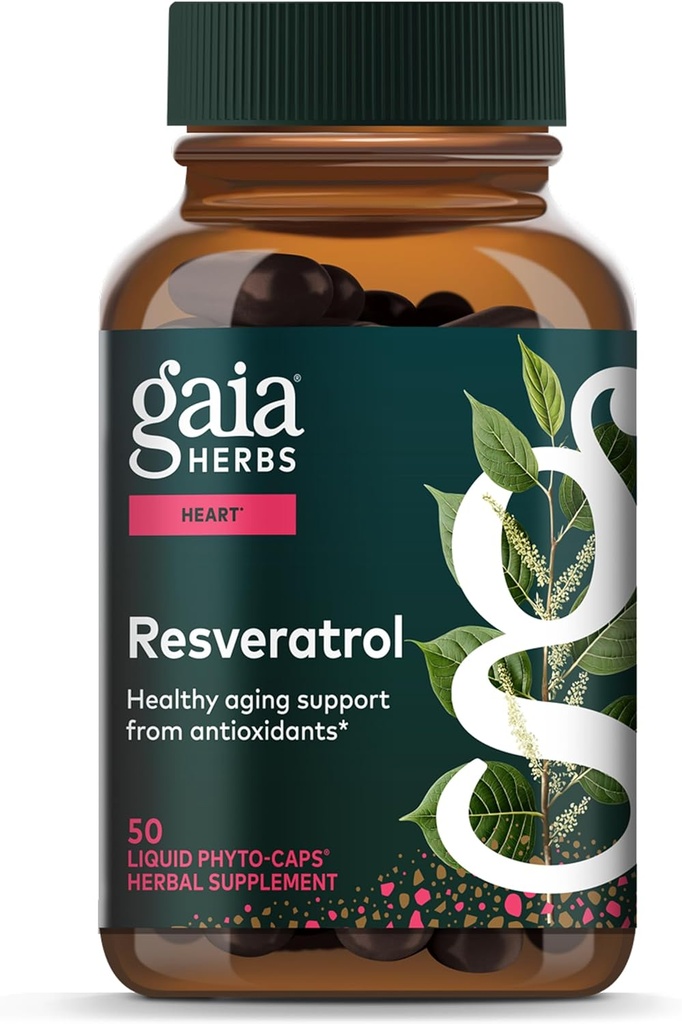Gaia Herbs Resveratrol 150 - Beauty & Radiance Antioxidant Support - Lavet med japansk Knotweed - Indeholder 150 mg trans- Resveratrol per servering - 50 flydende Phyto- kapsler (25-dages forsyning)