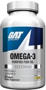 GAT SPORT Omega-3 Fish Oil, High Potency EPA, DHA, Brain, GLP1 Support, 90 Softgels