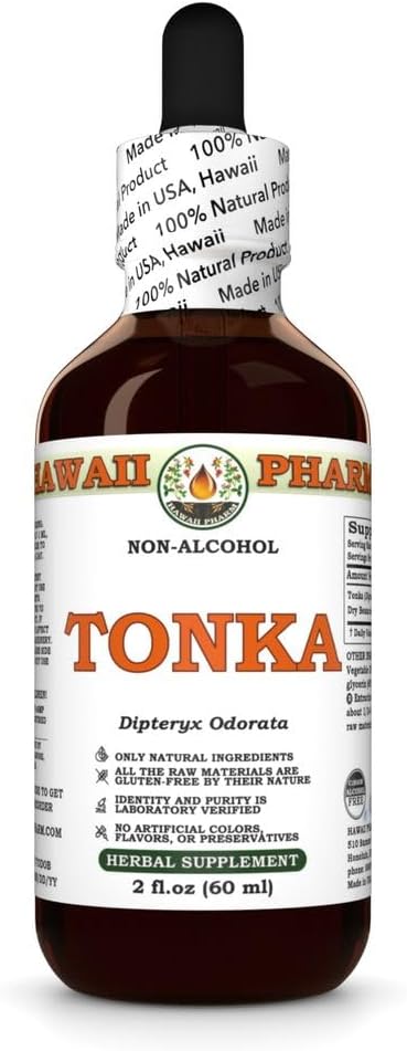 Hawaii Pharm Tonka Alkohol- Free Extract, Glycerit til energi og luftveje Comfort, fremmer Vitality, lindrer hoste og hals, understøtter lympotorisk Wellness, Rights Træthed - 2 fl.oz