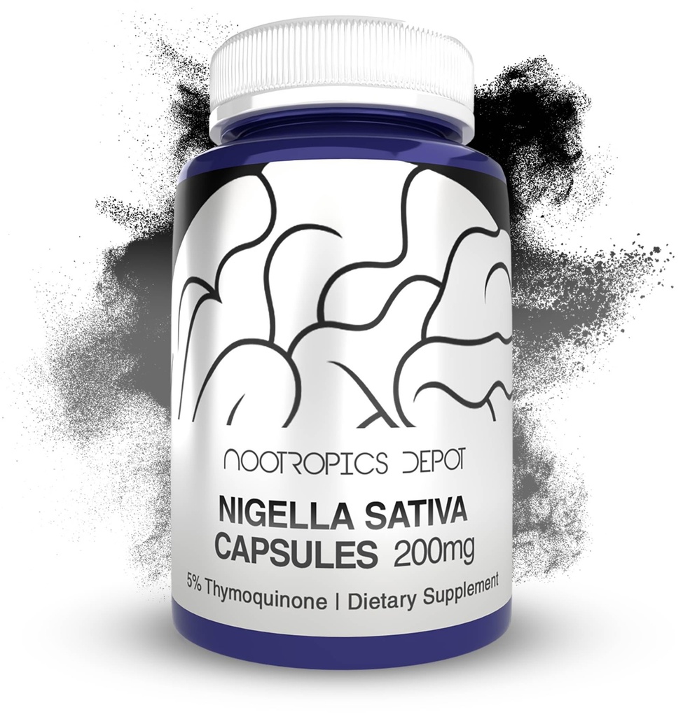 Nootropics Depot Nigella Sativa Extract Kapslerne er 124; 200mg; 124; 60 Greve er 124; Minimum 5% Thymoquinon indhold er 124; Black Seed Oil Extract er 124; Understøtter hukommelse, lever, hjerne, og immunfunktion