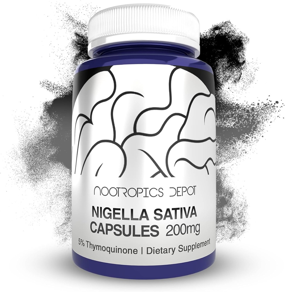 Nootropics Depot Nigella Sativa Extract Kapslerne er 124; 200mg; 124; 60 Greve er 124; Minimum 5% Thymoquinon indhold er 124; Black Seed Oil Extract er 124; Understøtter hukommelse, lever, hjerne, og immunfunktion