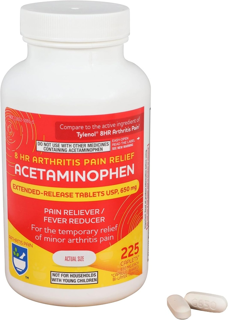 Rite Aid Acetaminophen 650mg Arthritis Extended Release Caplets - 225 Tæl