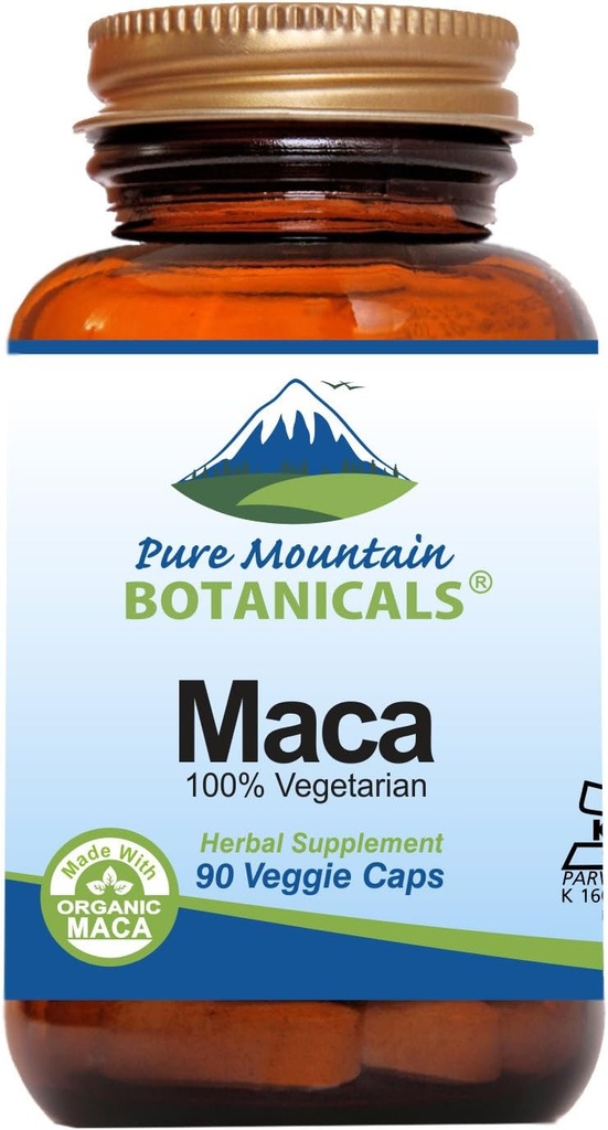 Pure Mountain Botanicals Maca Root Kapsler - Kosher Vegan Caps Nu med 1000 mg Organic Raw Macca og Gelatinized Maca Root Supplement