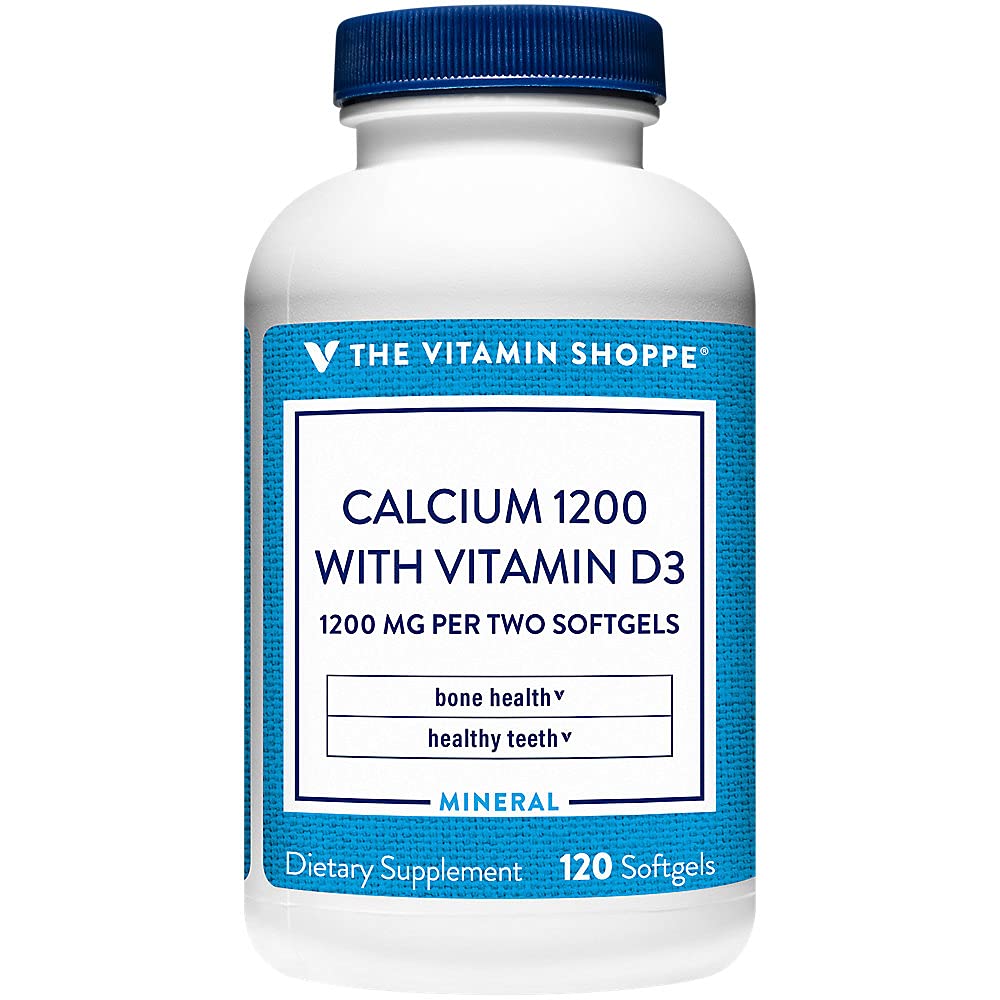 The Vitamin Shoppe Calcium 1200MG - Bone Strength, Teeth Health & Muscle Function Support, Daily Mineral (120 Softgels)