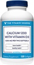 Calcium (Carbonate) 1200mg – Mineral Essential for Healthy Bones & Teeth, 100% Daily Value – Added 400IU Vitamin D to Aid in Absorption (120 Softgels) by The Vitamin Shoppe