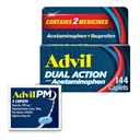 Advil Dual Action med Acetaminophen og Ibuprofen (2 dosis ækvivalent) For 8 timers smertelindring, Overtrukket 144 Ct Caplets og 2 Ct. Stikprøve af Advil PM